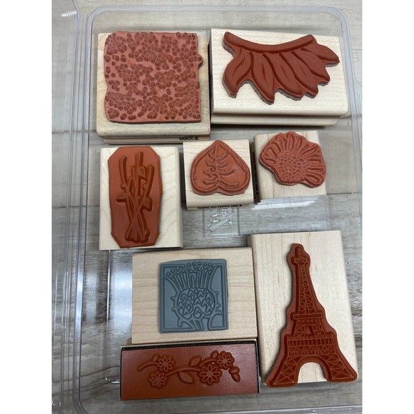 Wood Mounted Rubber Stamps Set of 8 - Picture 2 of 2